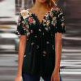 thumbnail image 1 of Mode Décontractée pour Femmes Chemises Imprimées Manches Courtes Tee-Shirts Amples Tunique Blouse Imprimé Floral Hauts pour Femmes Dégradé, 1 of 6