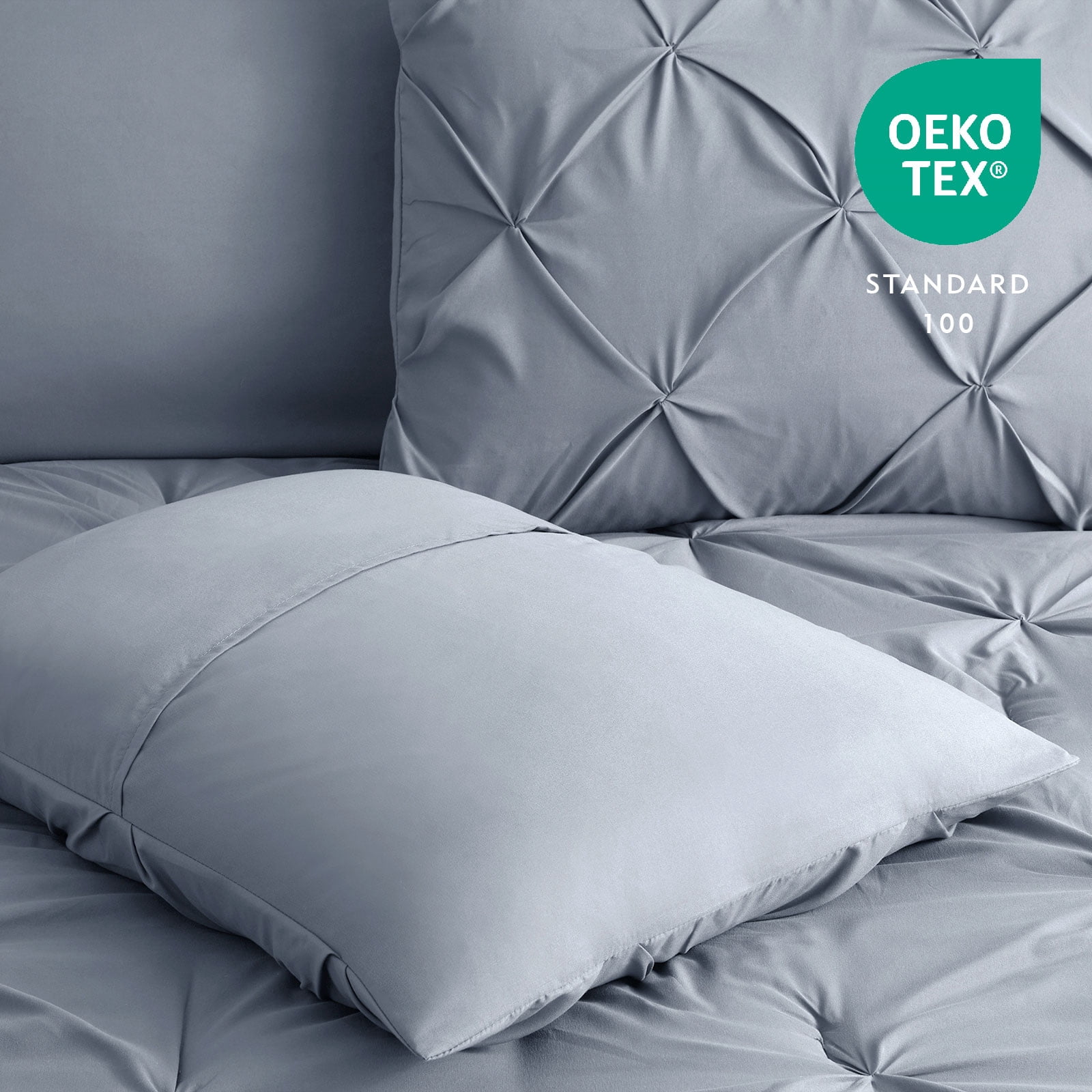 Bourina 3-Piece King Size Comforter Set, Pleated Design, Wrinkle-Resistant Microfiber Bedding, Aqua, 102" x 90", Lightweight & Machine Washable, All Season