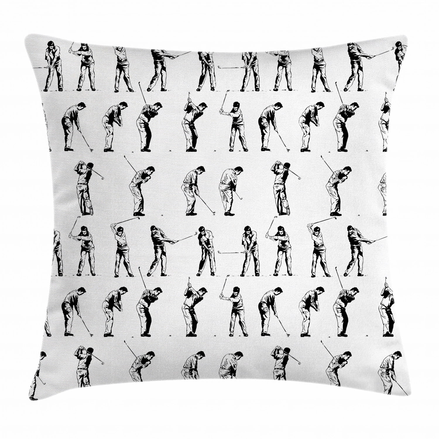 Golf Throw Pillow Cushion Cover, Golf Swing Shown in Fourteen Stages