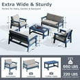 thumbnail image 3 of KINGYES 7PC Outdoor Conversation Set, All-Weather HDPE Patio Sofa Set with Cushions, 2 Armchairs, 2 Loveseats & Coffee Table for Patio, Porch, Backyard, Blue Frame with Khaki Cushion, 3 of 6