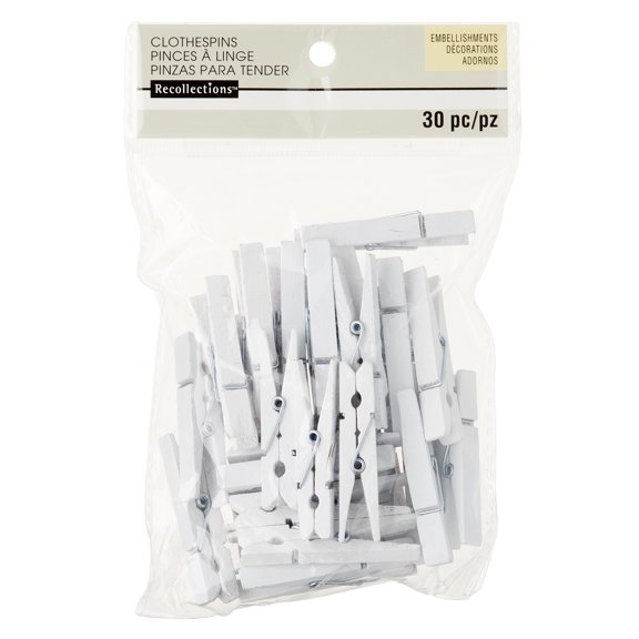 Recollections White Medium Clothespin Embellishments, 12 Packs: 30 ct. (360 total)