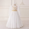 thumbnail image 5 of oqasdz Dresses for Girls Elegant Floral Embroidered Long Sleeve High Waist Gown Formal Evening Casual Wear Party Wedding Dress, 5 of 7