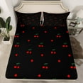 thumbnail image 2 of Homewish Kawaii Cute Cherry Full Size Sheets for Kids, Yummy Fruit Bed Sheets, Black Red Love Heart Sheet Sets, Super Cozy Room Decor, 4pcs, 2 of 7