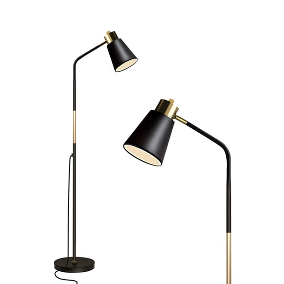 LALISU Lampe sur Pied, Lampadaires Industriels pour Salons Rustique de Style Ferme Lampe de Lecture sur Pied Têtes Métalliques Réglables Éclairage de Tâche Intérieur f