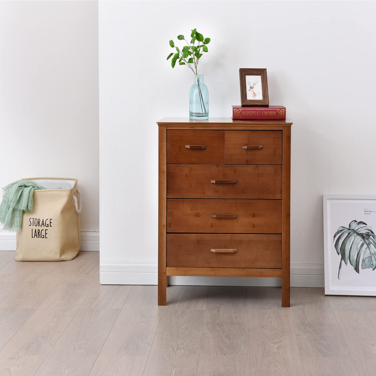 Maydear Bamboo 4Drawer Chest, Dresser Chest with Drawers, Ideal for