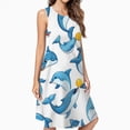 thumbnail image 2 of Dolphins Casual Sleeveless Loose Sundress Dress For Women Summer Dress Daily Woman, 2 of 4