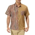 thumbnail image 1 of INSPIRE CHIC Chemise d'Été à Manches Courtes Patchwork Rayé pour Hommes 2TG Kaki, 1 of 6
