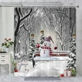 Winter Christmas Shower Curtain for Farmhouse bathroom, Cute Snowman in
