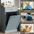 thumbnail image 2 of Spurgehom 13 Gallons Tilt Out Trash Can Cabinet Hidden Kitchen Waste Bins Freestanding Recycling Trash Cabinet with Hideaway Drawer Pet Proof Trash Can Holder for Kitchen Living Room, Blue, 2 of 14