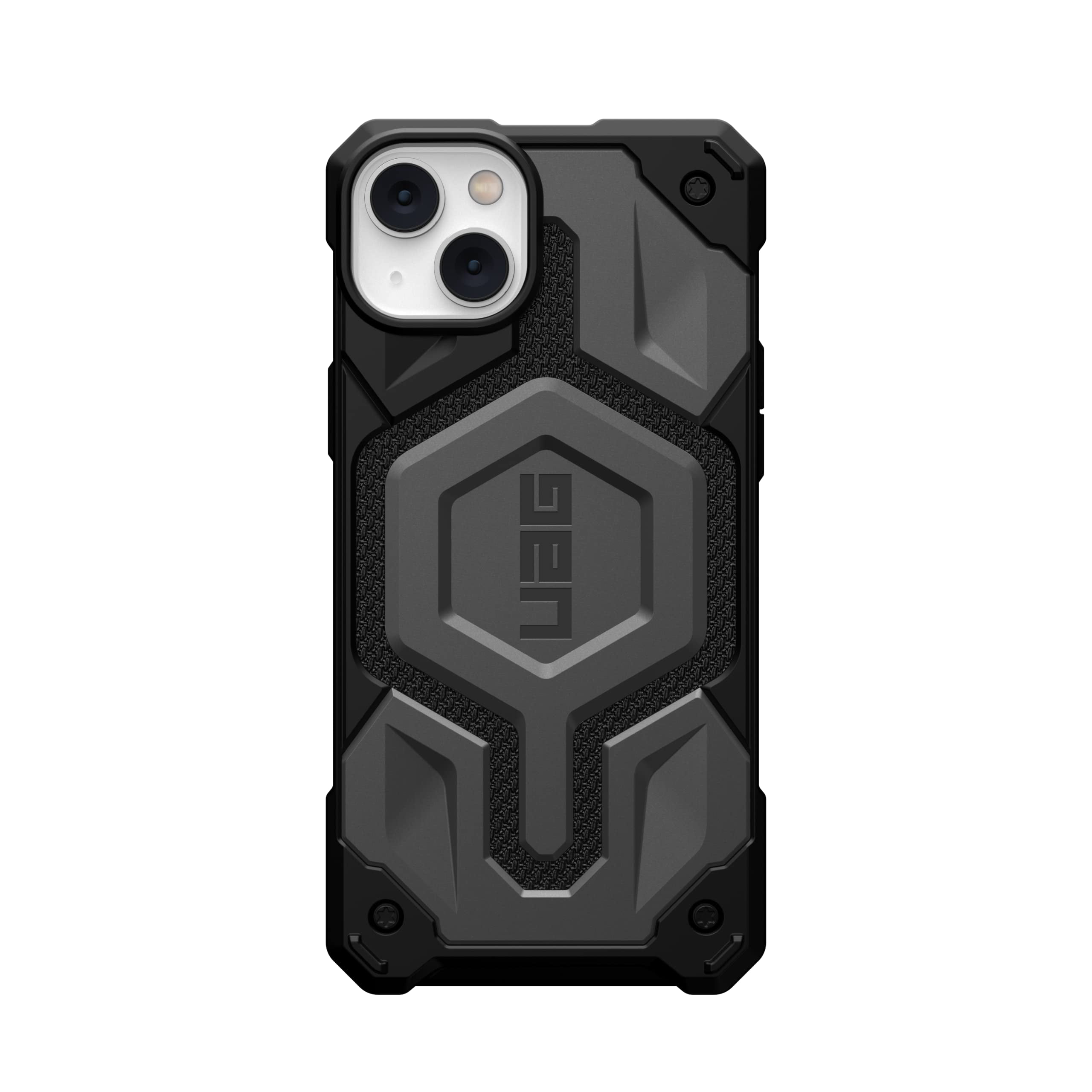 UAG iPhone 14 Plus Case Kevlar Silver 6.7" Monarch Pro Built-in Magnet Compatible with MagSafe Charging Rugged Shockproof Dropproof Premium Protective Cover