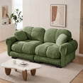 thumbnail image 4 of HUMEHA 2-Seat Modular Sectional Sofa Green Cloud Couch, Comfy Glossy Chenille Loveseat with Petal-Shaped Cushions & Padded Armrests for Living Room Apartment, 4 of 13