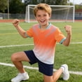 thumbnail image 2 of Vornjynx Boys Active Outfit Sets Short Sleeve Tee and Breathable Shorts Quick Dry Comfort Breathable Kids Summer Basketball Soft Activewear 2 Piece Orange Size 2, 2 of 8