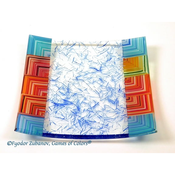 A decorative fused glass plate "Big Bang"