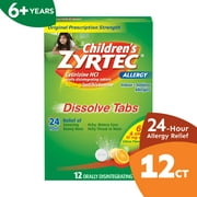 Children's Zyrtec 24 Hr Allergy Relief Dissolve Tablets, Citrus, 12 Ct
