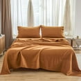 thumbnail image 2 of Simple&Opulence 100% French Linen Sheet Set Breathable and Durable for Hot Sleepers Bed Sheets 4 Pcs Set-1 Flat Sheet,1 Fitted Sheet,2 Pillowcases-with Hemstitch Lace and Embroidery (Rust, Full), 2 of 8