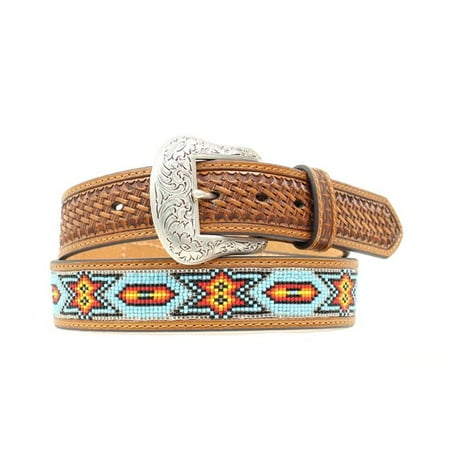 UPC 701340500334 product image for Nocona N2412808-34 Mens 1.50 in. Basketweave Tabs Aztec Star Bead Inlay Belt, Ta | upcitemdb.com