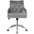 Gymax Velvet Office Chair Tufted Upholstered Swivel Computer Desk Chair