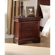 EastVita Philippe Nightstand In Cherry Solid wood bedside table with two drawers