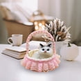 thumbnail image 6 of 5.1in Realistic Plush Cat in Basket, Lifelike Stuffed Kitten Toy with Lace Decoration, Cozy Home Ornament and Office Desk Decor, Cute Birthday Christmas Holiday Gift for Kids Girls Boys Friends, 6 of 7