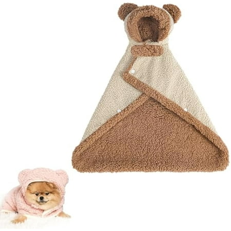 2026 New Dog Cape Blanket Pet Cape Blanket with Snap Buttons Dog Capes Blankets for Small Dogs Double-Layer Cotton Hooded Design for Pet (Beige Medium)