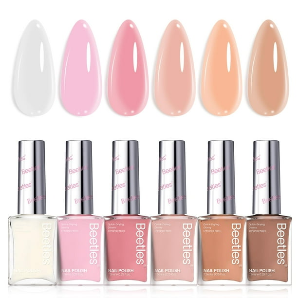 Set de esmaltes de uñas Beetles Jelly, 6 colores, rosa nude, para mujer