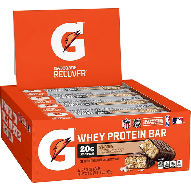 Are Gatorade Whey Protein Bars Healthy Gatorade Whey Protein Recover Bars, Smores, 2.8 ounce bars (12 Pack