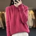 thumbnail image 2 of Suéter con capucha de lana pura para mujer, jersey de manga larga de color liso, moda de otoño e invierno, nuevo jersey holgado y cálido para mujer, 2 of 5