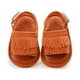 thumbnail image 4 of Aayomet Boys Girls Open Toe Tassels Shoes First Walkers Shoes Summer Toddler Flat Sandals Boys Beach Sandals,Brown 5, 4 of 5