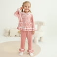 thumbnail image 3 of GYRATEDREAM Baby Girl Pajamas Ruffled Pajamas Set Long Sleeve Lapel Collar Button Down Top Shirt Pants 2 Piece Velvet Sleepwear Nightwear, 3 of 9