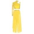 thumbnail image 3 of Sholeno Womens Sparkly 2 Pieces Lyrical Modern Dance Outfits Asymmetrical Shoulder Crop Tops with Pants Set Yellow L, 3 of 7