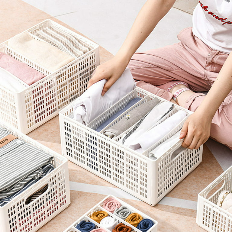 Plastic Jeans Storage Box Foldable Plastic Clothing Storage Basket  Stackable Wardrobe Drawer Organizer Durable Household Sweater Pant Divider  Organizer for Clothes Jeans Pants 