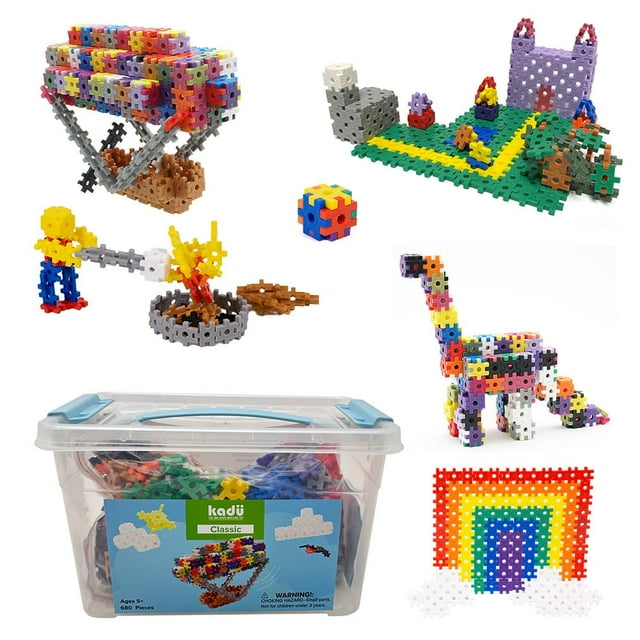 Juguetes increíblemente interconectables KADU 680 piezas Rainbow Classic Set - Construcción STEM/STEAM + juguete de construcción para juego abierto + imaginativo - Edades 5+