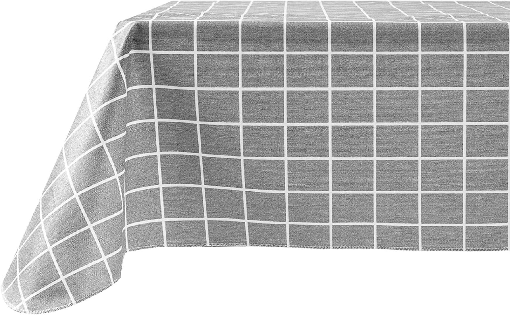 Flannel Backed Vinyl Tablecloths Square 70x70, Waterproof Gray