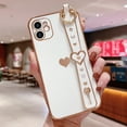 thumbnail image 2 of for iPhone 11 Case Cute Love-Heart Plating Wristband Phone Cover for Women Girls Bling Soft Silicone Camera Lens Protection Bumper Shockproof Wrist Phone Case for iPhone 11 (6.1'') - White, 2 of 14