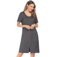 thumbnail image 2 of EKOUAER House Dresses for Women Button Down Nightgowns Short Sleeve Pleated Snap Front Mumu Dress, 2 of 6