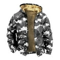 thumbnail image 4 of Men's Camouflage Print Fleece Lined Thickened Jacket with Zipper Hood - Casual Trendy Coat for Winter Outdoors, Christmas Gifts, and Adventure Trips, Ideal for Men,Gray,L, 4 of 4