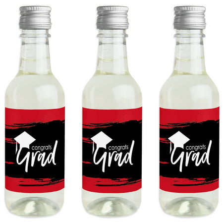 Red Grad - Best is Yet to Come - Mini Wine and Champagne Bottle Label Stickers - Red Graduation Party Favor Gift