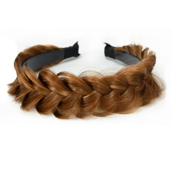 Wide Braided Headband Hoop Fashion Hair Accessories Elastic Non-slip Band for Women and Girl (OCHRE)