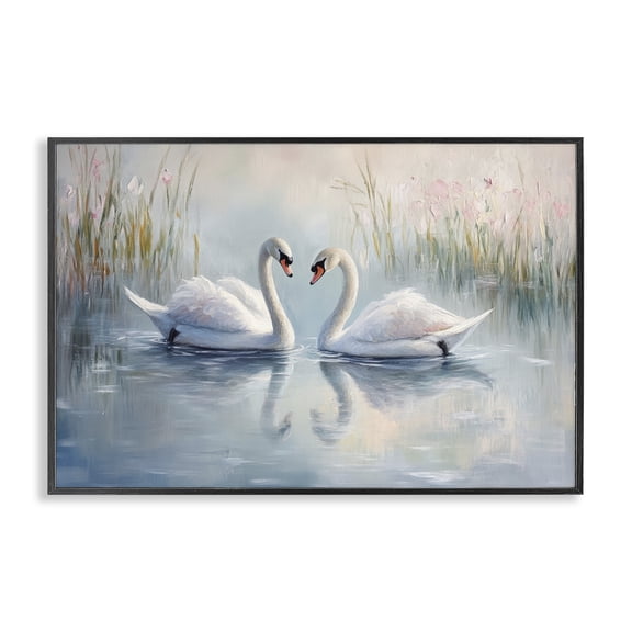 Stupell Industries Simple Swan Reflections Black Framed Giclee Art, design by Petal Prints Design