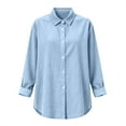 thumbnail image 4 of Womens Shirts Blouse for Women Long Sleeve Button Down Shirts Outfit Lightweight Solid/Printed Tops, 4 of 4