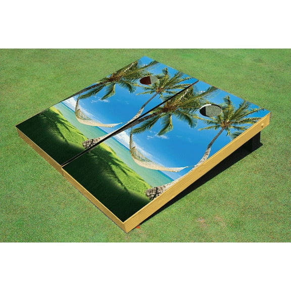 Beach Hammock #3 Themed Cornhole Boards Bag Toss Set