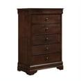 thumbnail image 3 of Louis Philippe Style 1pc Chest of 5 Drawers for Toddlers and Adults, Modern Nightstand Brown Cherry Finish Okume Veneer Bedroom Furniture, Wooden Nightstand for Living Room, Closet and Hallway, 3 of 7