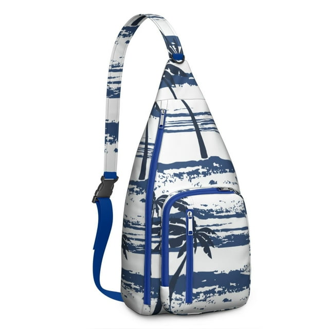 Minimalist Palm Tree Sling Backpack - Clean Line Tropical Design Crossbody Bag, Fashionable for Daily Commute