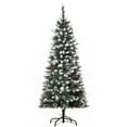 thumbnail image 1 of HOMCOM Arbre de Noël en Flocage avec Baies Rouges, Pommes de Pin, Vert, 1 of 10
