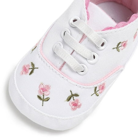 

Infant Baby Girls Floral Crib Shoes Soft Sole Anti-slip Sneakers Canvas