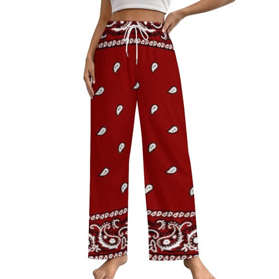 Bandana Pattern Pajamas For Women Loose Retro Night Pajama Pants Comfortable Sleepwear Bottoms Homewear