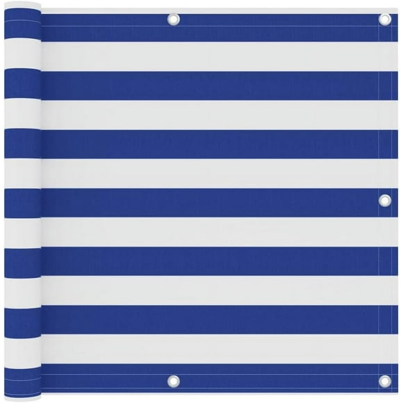 Balcony Screen Privacy Screen Garden Windbreak Protection Screen Waterproof Outdoor Privacy Screen White and Blue 90x600 cm Oxford Fabric
