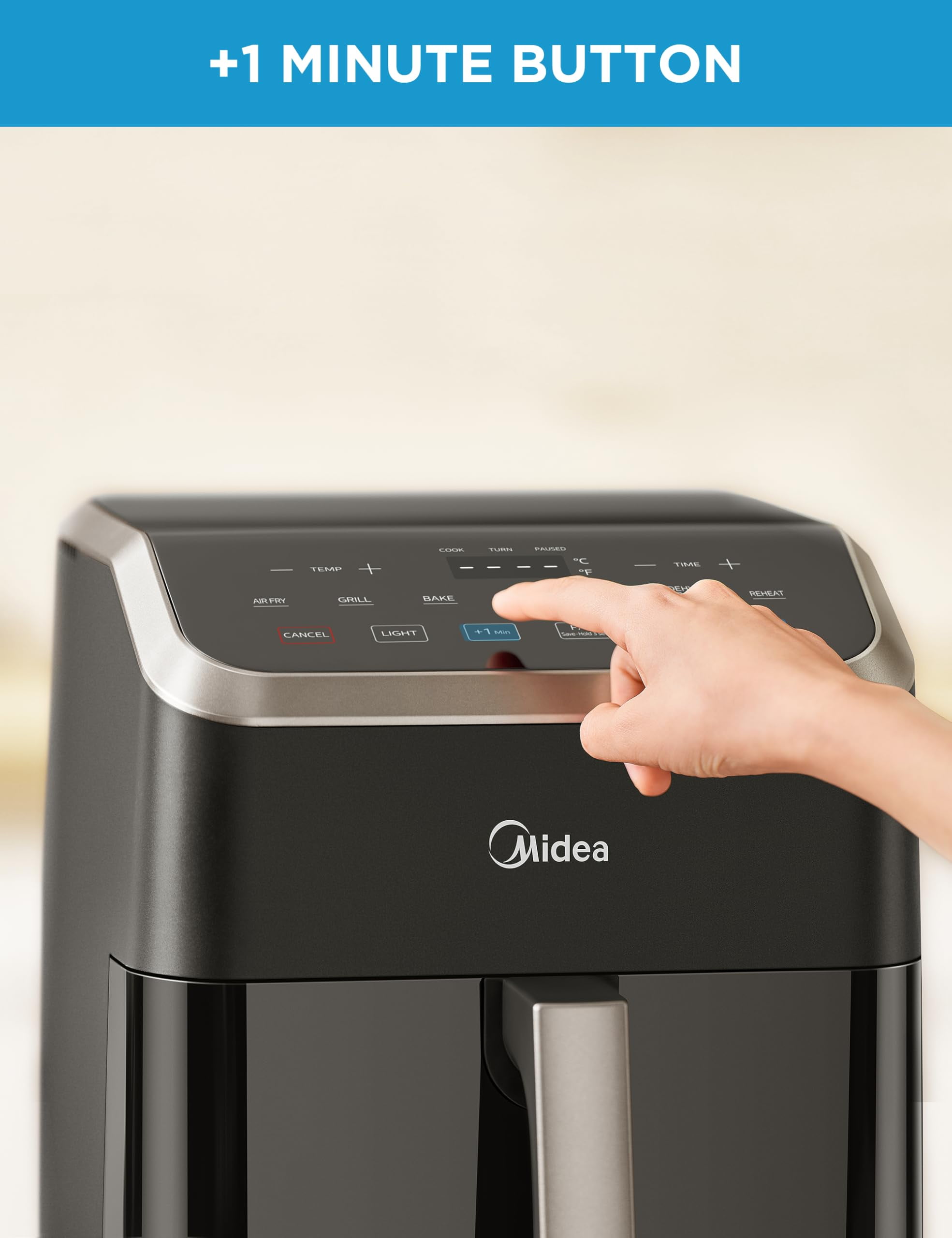 Midea 5.5 Quart Air Fryer, Black - See-Thru Window, Rapid Air Technology