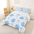 thumbnail image 2 of Manfei Blue Bow Disco Ball Love Heart Full Size Comforter Sets for Boys Girls, Cute Ribbon Bedding Sets, Reversible, 3 Pieces, 2 of 6