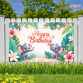 thumbnail image 6 of Happy Birthday Banner Elephant Decoration Tropical Leaves Polyester Material for Kids Party Animal Theme Birthday Celebration, 6 of 7